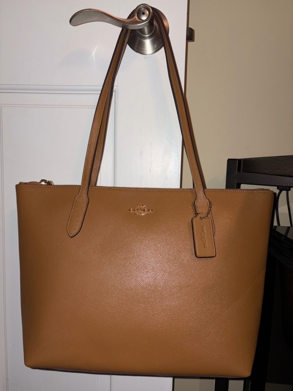 Coach Leather Ziptop Tote Bag - Light Saddle